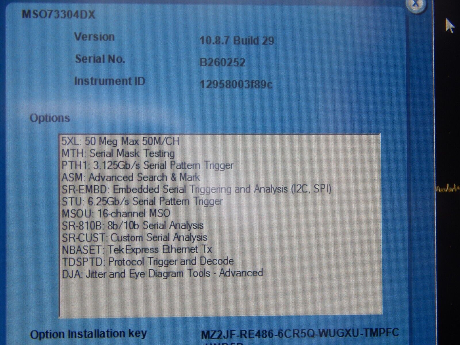 Tektronix MSO73304DX 33GHz, 100Gs/s, 4+16 Ch., mso oscilloscope,CAL,WIN7, NIST Tektronix MSO73304DX 33GHz, 100Gs/s, 4+16 Ch., mso oscilloscope,CAL,WIN7, NIST